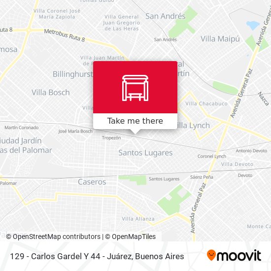 129 - Carlos Gardel Y 44 - Juárez map