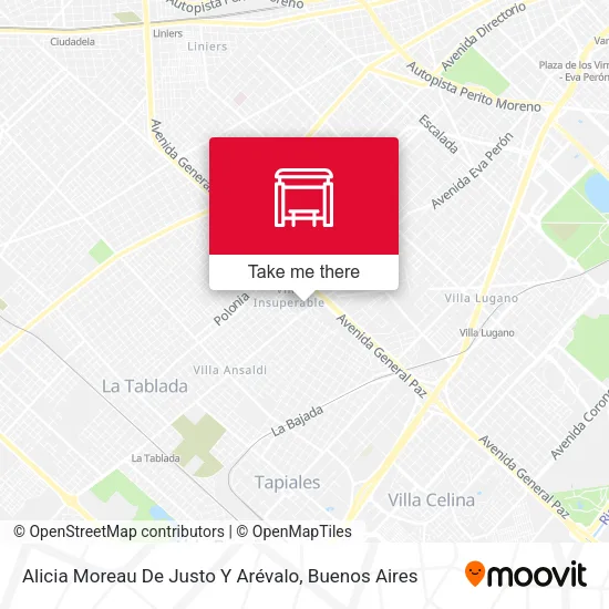 Mapa de Alicia Moreau De Justo Y Arévalo