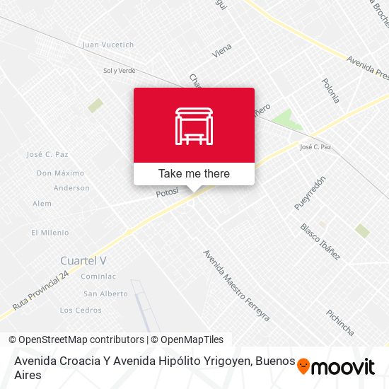 Avenida Croacia Y Avenida Hipólito Yrigoyen map
