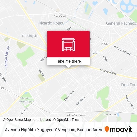 Mapa de Avenida Hipólito Yrigoyen Y Vespucio