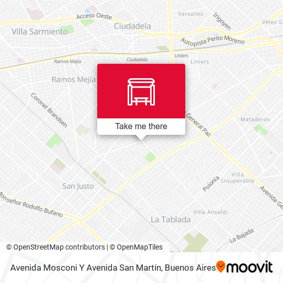Avenida Mosconi Y Avenida San Martín map