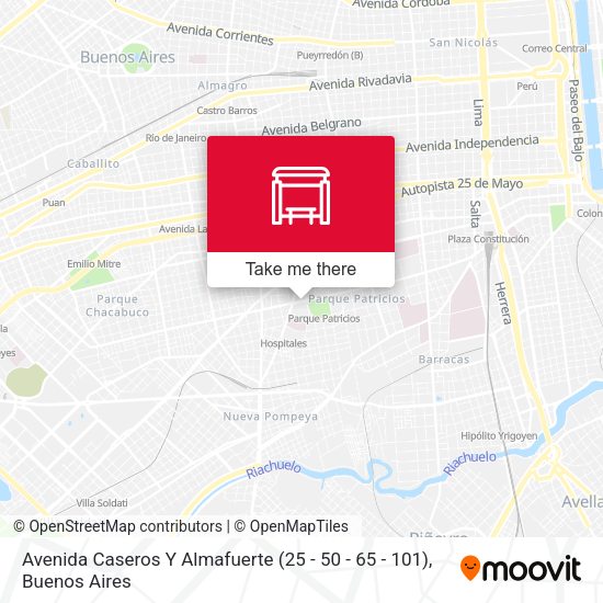 Avenida Caseros Y Almafuerte (25 - 50 - 65 - 101) map