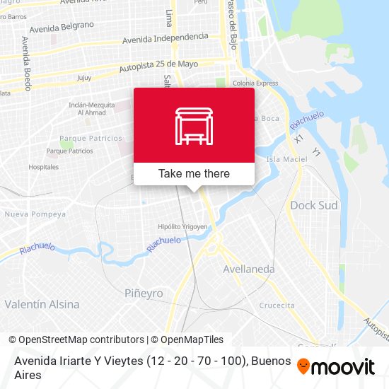 Mapa de Avenida Iriarte Y Vieytes (12 - 20 - 70 - 100)