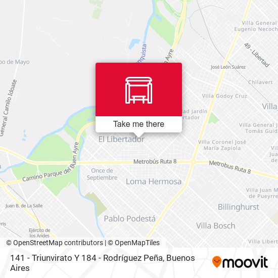 141 - Triunvirato Y 184 - Rodríguez Peña map
