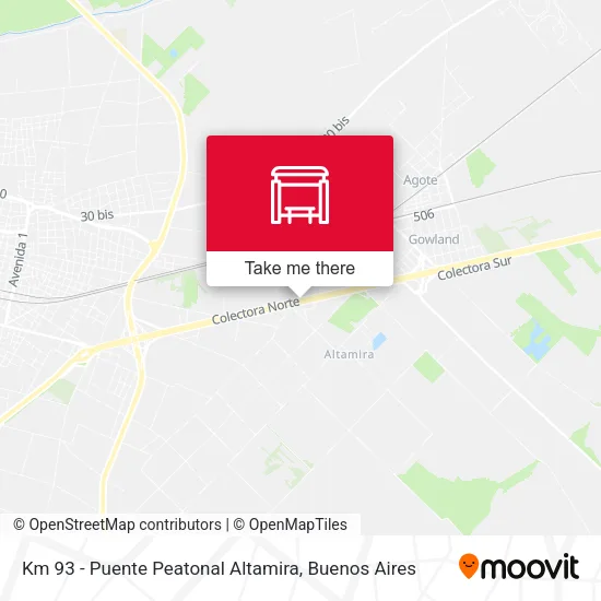 Km 93 - Puente Peatonal Altamira map