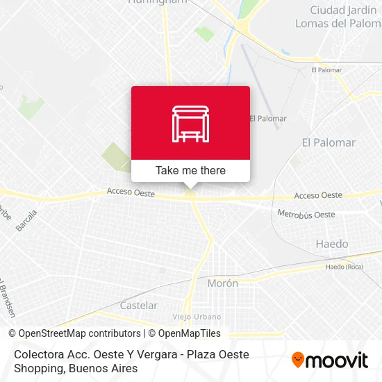 Colectora Acc. Oeste Y Vergara - Plaza Oeste Shopping map