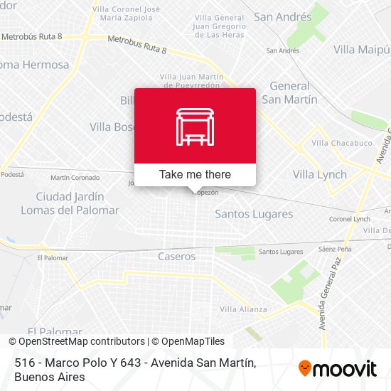 Mapa de 516 - Marco Polo Y 643 - Avenida San Martín