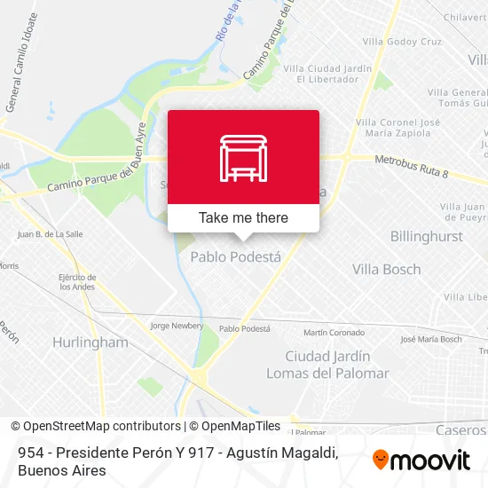 954 - Presidente Perón Y 917 - Agustín Magaldi map