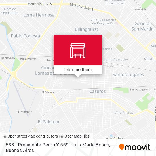 538 - Presidente Perón Y 559 - Luis María Bosch map
