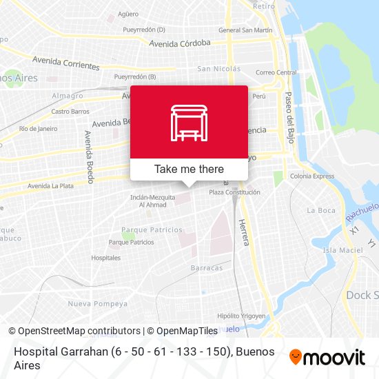 Hospital Garrahan (6 - 50 - 61 - 133 - 150) map