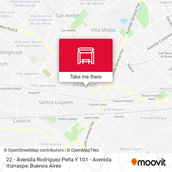 Mapa de 22 - Avenida Rodríguez Peña Y 101 - Avenida Iturraspe
