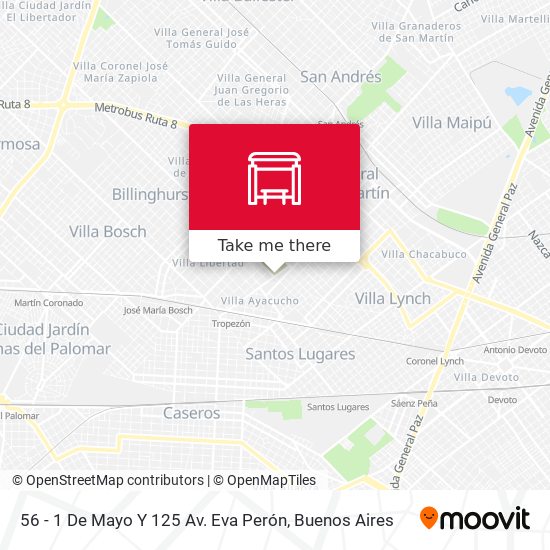 56 - 1 De Mayo Y 125 Av. Eva Perón map