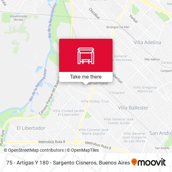 75 - Artigas Y 180 - Sargento Cisneros map