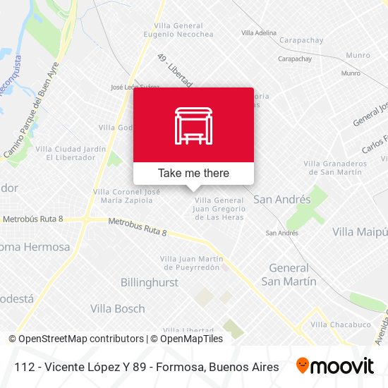 Mapa de 112 - Vicente López Y 89 - Formosa