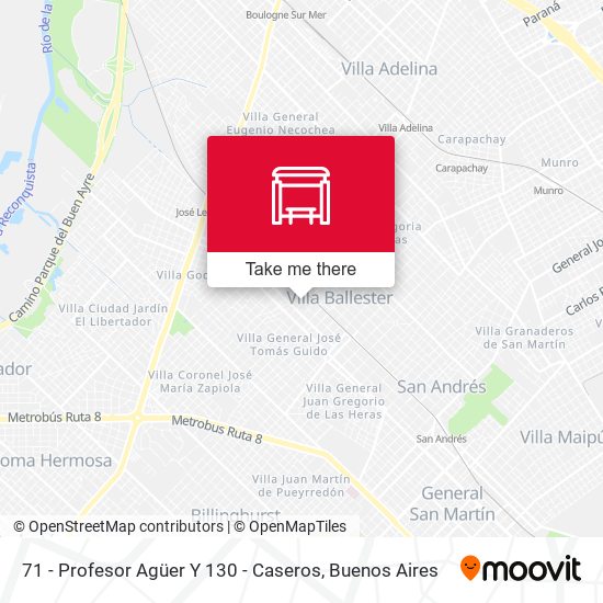 71 - Profesor Agüer Y 130 - Caseros map