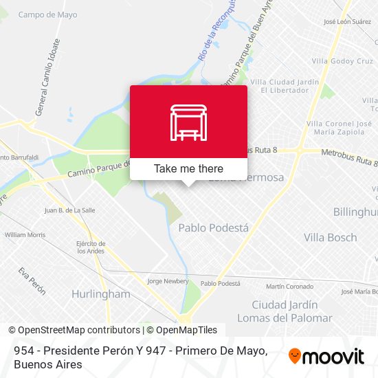 954 - Presidente Perón Y 947 - Primero De Mayo map