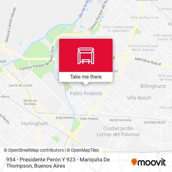 954 - Presidente Perón Y 923 - Mariquita De Thompson map
