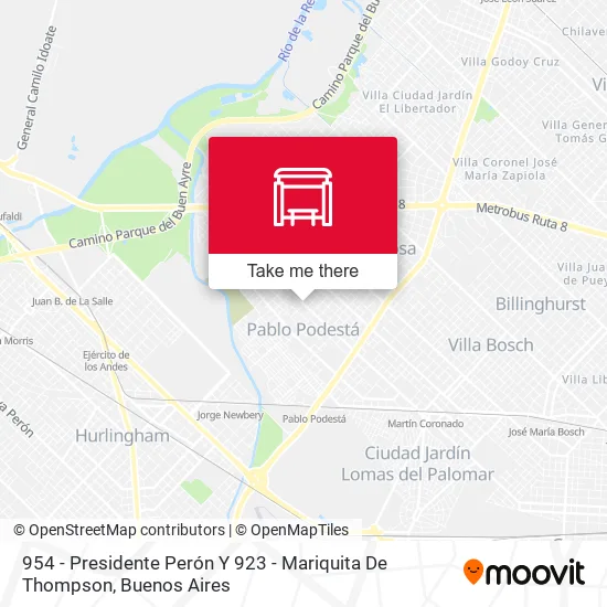 954 - Presidente Perón Y 923 - Mariquita De Thompson map