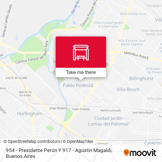 954 - Presidente Perón Y 917 - Agustín Magaldi map