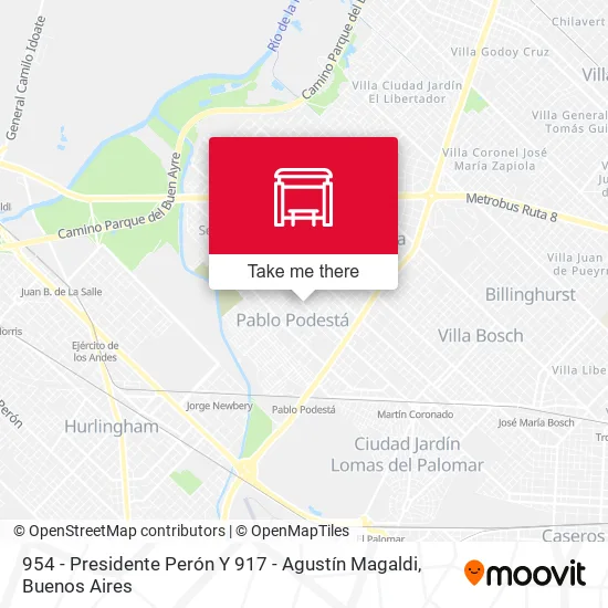 954 - Presidente Perón Y 917 - Agustín Magaldi map