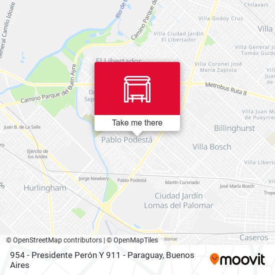 954 - Presidente Perón Y 911 - Paraguay map