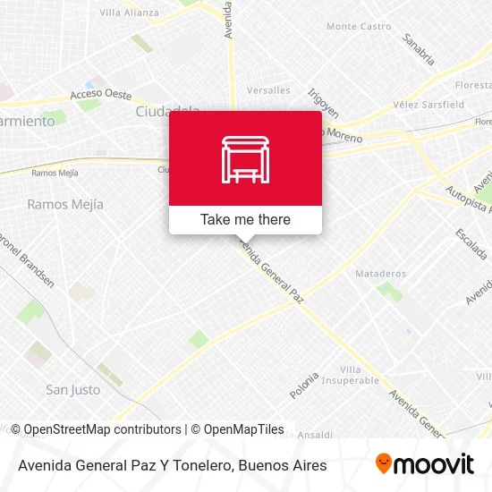 Avenida General Paz Y Tonelero map