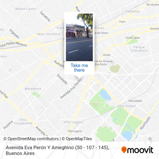 Avenida Eva Perón Y Ameghino (50 - 107 - 145) map