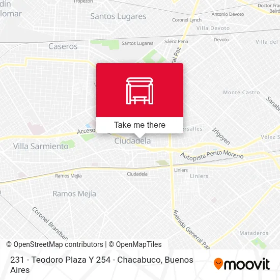 231 - Teodoro Plaza Y 254 - Chacabuco map