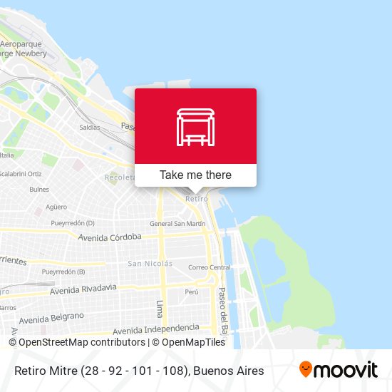 Retiro Mitre (28 - 92 - 101 - 108) map