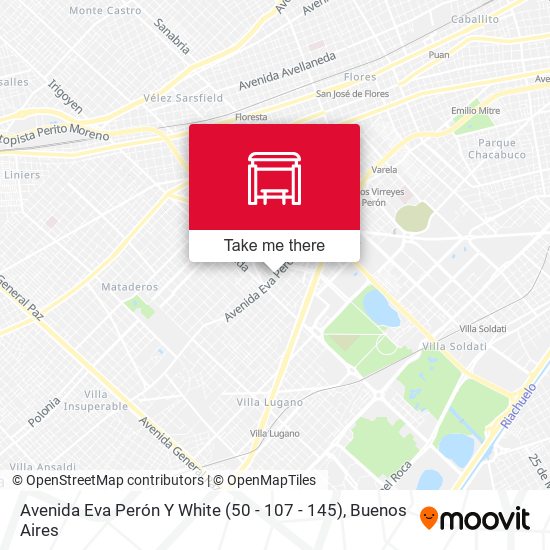 Avenida Eva Perón Y White (50 - 107 - 145) map