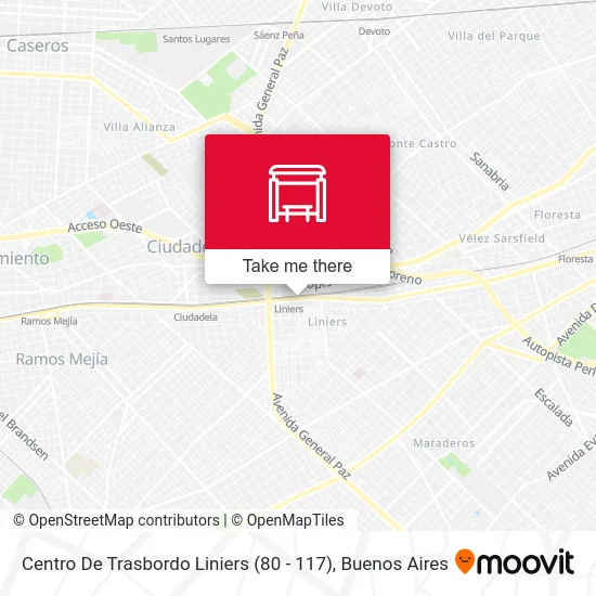 Centro De Trasbordo Liniers (80 - 117) map