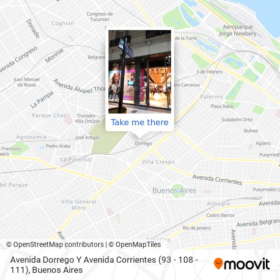 Avenida Dorrego Y Avenida Corrientes (93 - 108 - 111) map