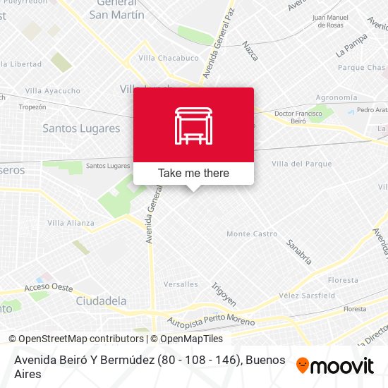 Mapa de Avenida Beiró Y Bermúdez (80 - 108 - 146)
