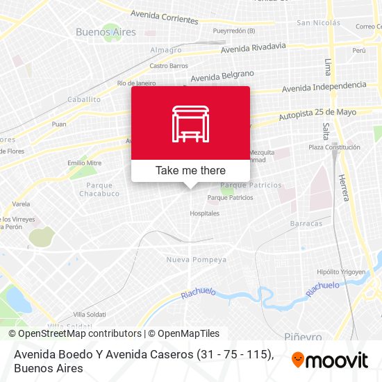 Mapa de Avenida Boedo Y Avenida Caseros (31 - 75 - 115)