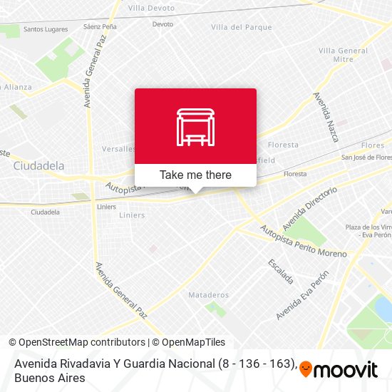 Avenida Rivadavia Y Guardia Nacional (8 - 136 - 163) map