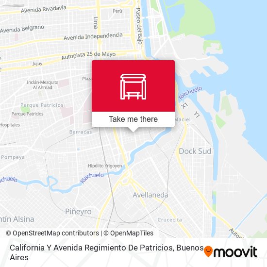 Mapa de California Y Avenida Regimiento De Patricios
