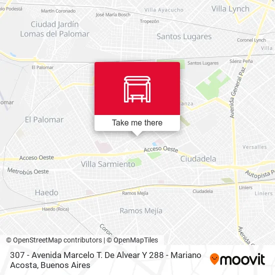 307 - Avenida Marcelo T. De Alvear Y 288 - Mariano Acosta map