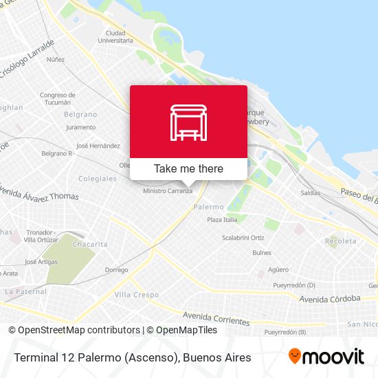 Mapa de Terminal 12 Palermo (Ascenso)