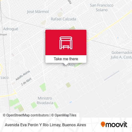 Avenida Eva Perón Y Río Limay map