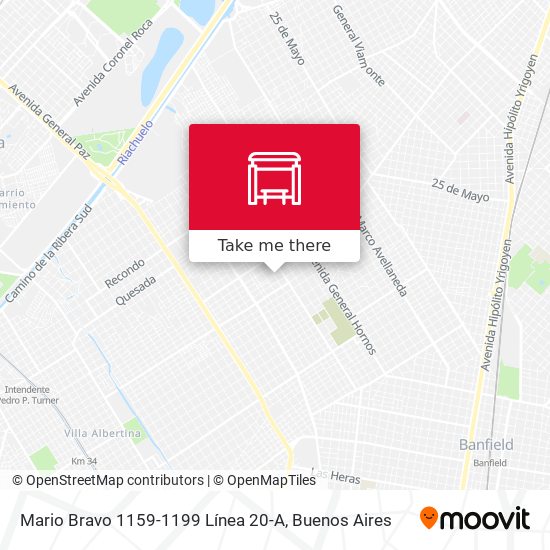 Mapa de Mario Bravo 1159-1199 Línea 20-A