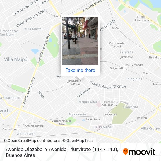 Avenida Olazábal Y Avenida Triunvirato (114 - 140) map