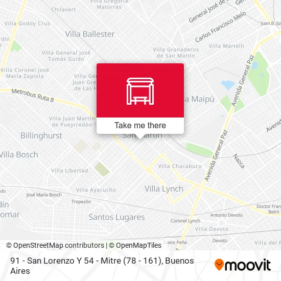 91 - San Lorenzo Y 54 - Mitre (78 - 161) map