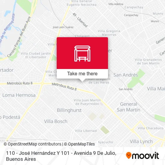 110 - José Hernández Y 101 - Avenida 9 De Julio map