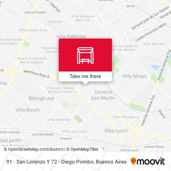 91 - San Lorenzo Y 72 - Diego Pombo map