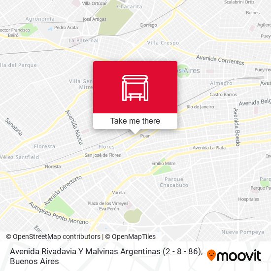 Avenida Rivadavia Y Malvinas Argentinas (2 - 8 - 86) map