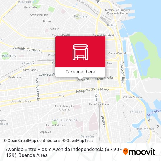 Avenida Entre Ríos Y Avenida Independencia (8 - 90 - 129) map