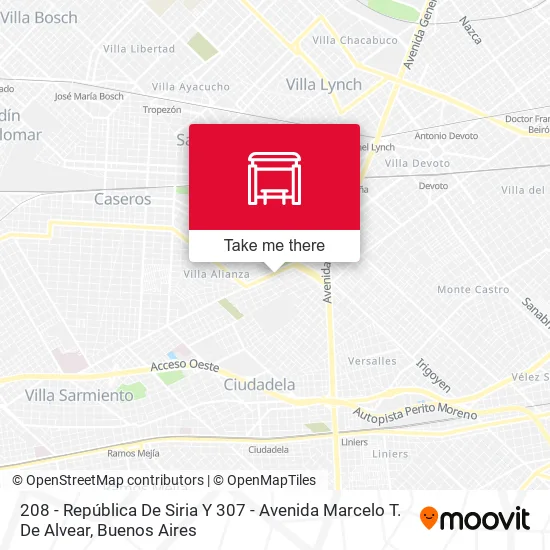 208 - República De Siria Y 307 - Avenida Marcelo T. De Alvear map
