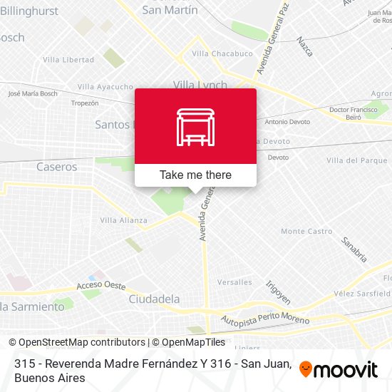 Mapa de 315 - Reverenda Madre Fernández Y 316 - San Juan
