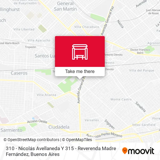 310 - Nicolás Avellaneda Y 315 - Reverenda Madre Fernández map