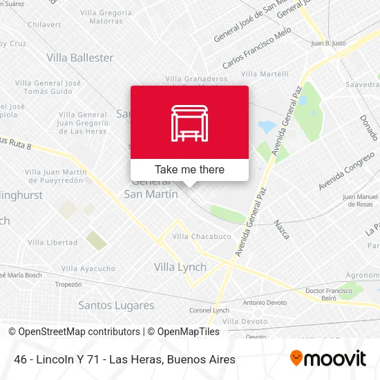 46 - Lincoln Y 71 - Las Heras map